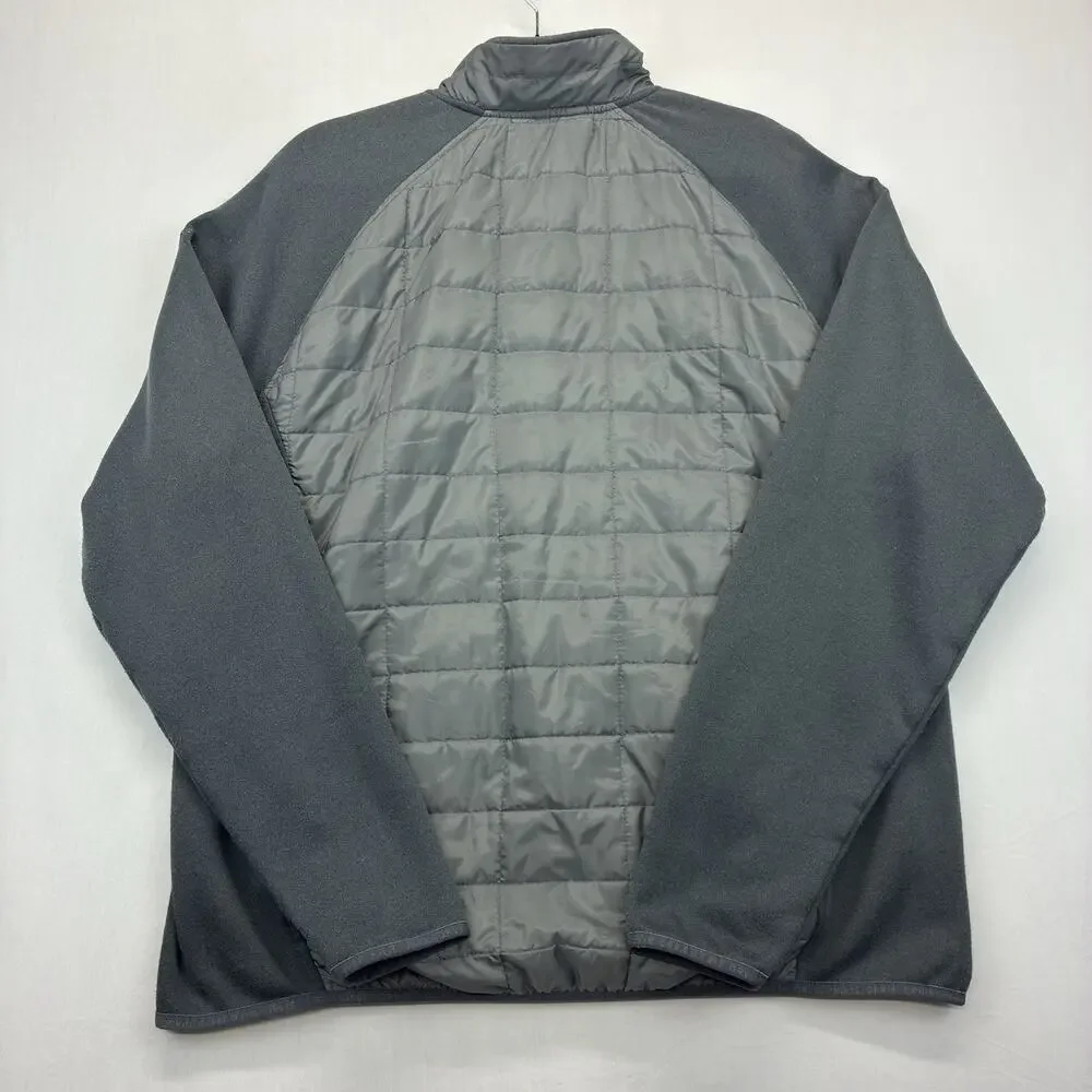 Orvis Men’s XL Quilted Full Zip Fleece Jacket Gray Outdoor Hiking Stretch